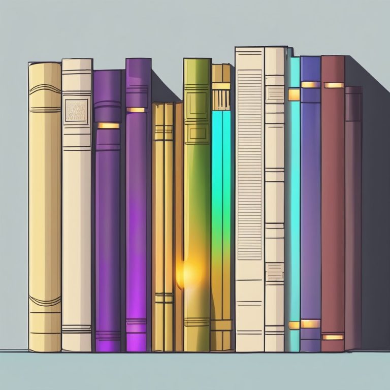 an image of books on a shelf illuminated with LED lights
