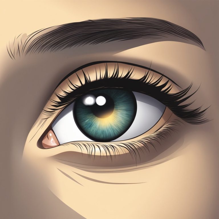 an image of a blue green eye with under eye hollows