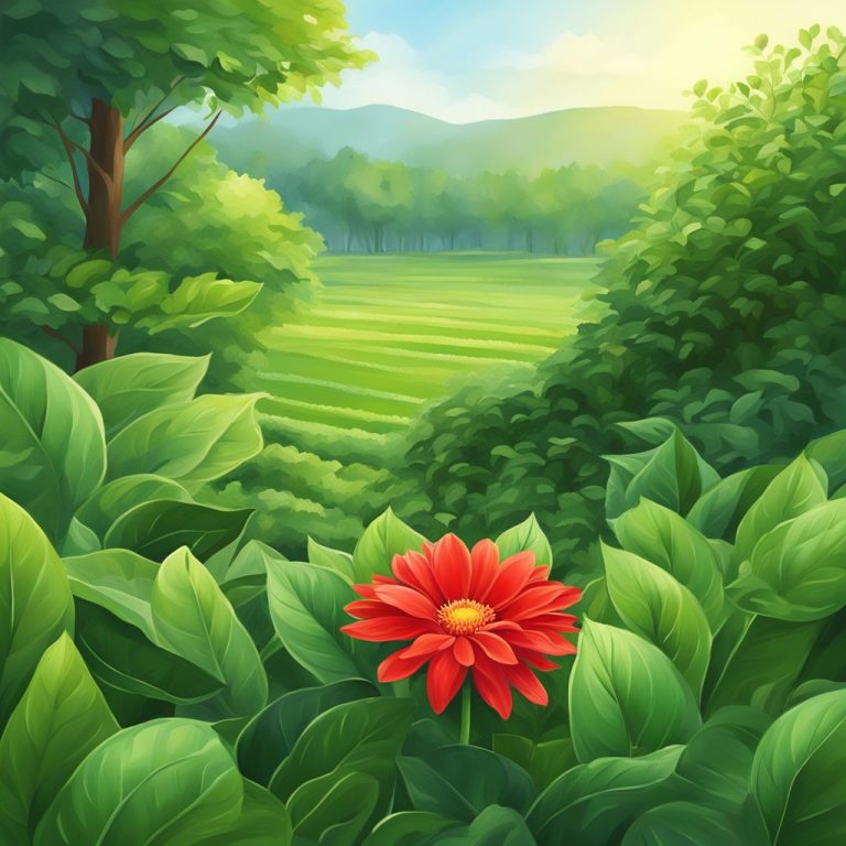 an image of a red flower in a green field