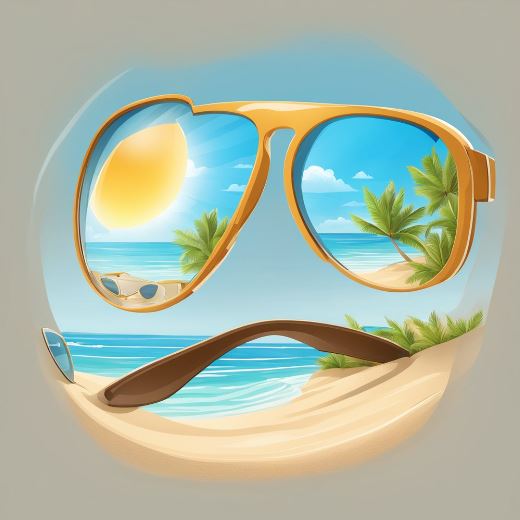 an image of sunglasses with a vision of a beach