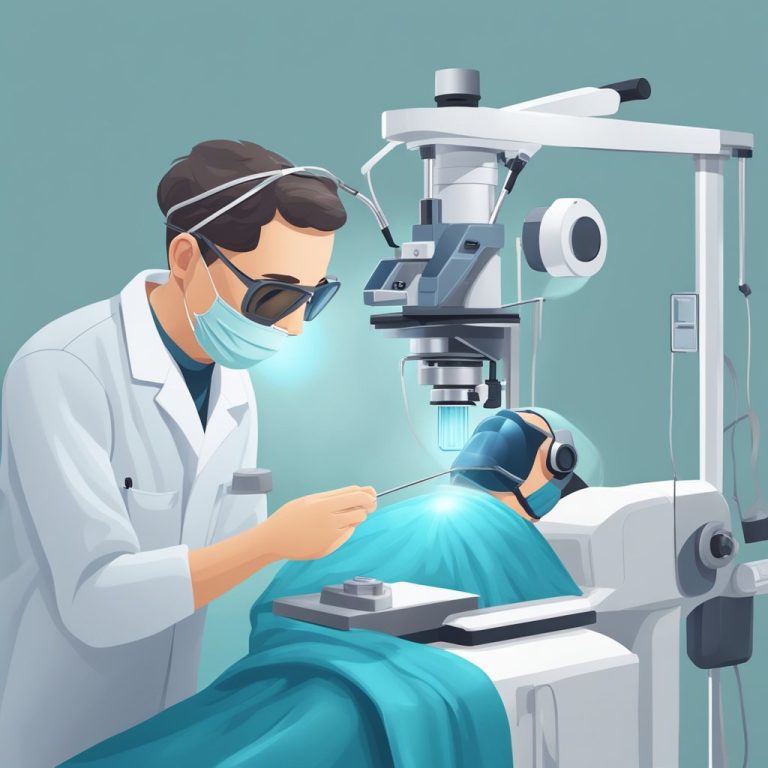 an image of a lasik surgery operating room with a doctor and patient