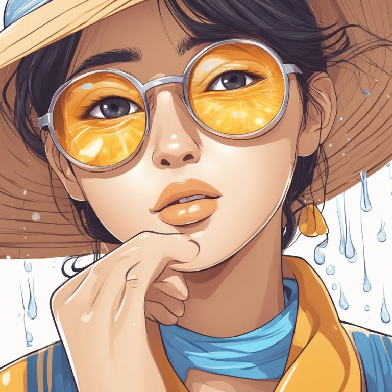an image of a girl outdoors with sunglasses and eye irritation
