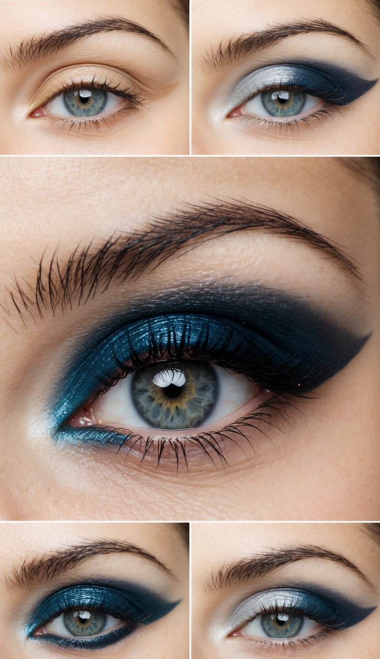 A close-up of an eye with carefully applied under eye shadow, showcasing various techniques for different eye shapes